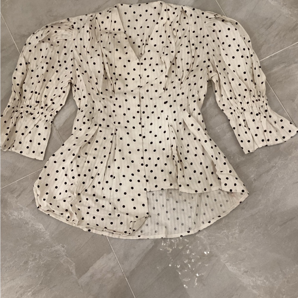 Polka Dot Cream Blouse